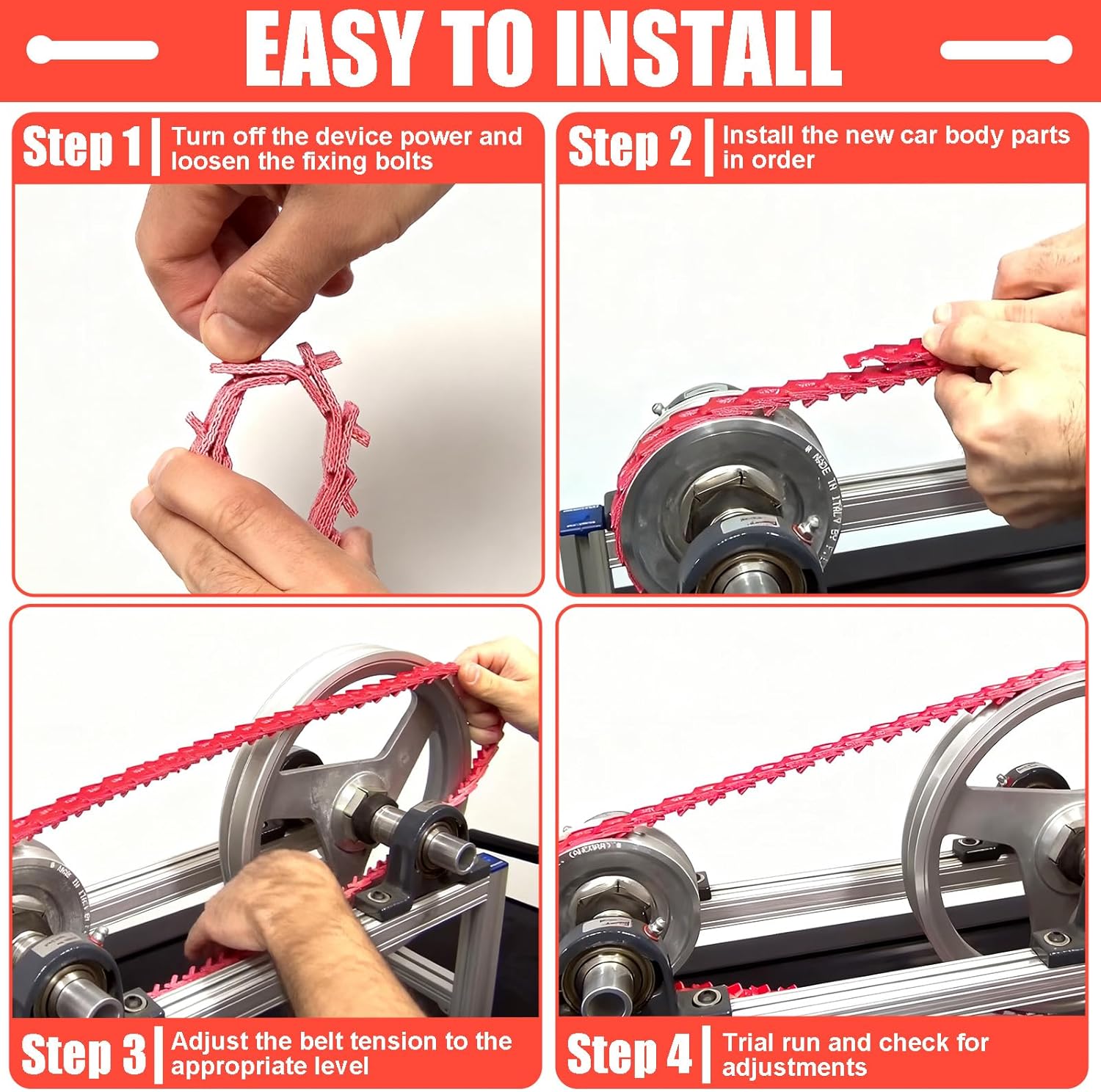 10FT Adjustable V Belt 5/8", Type B 10 Feet Power Twist V - Belt, Link Belt 5/8 Inch for Latches and Woodworking Tool (Red)