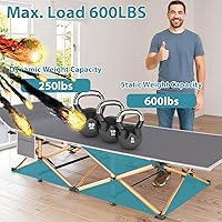 Vista 4 de Catre plegable de camping para adultos, catres de dormir resistentes con colchón, bolsa de transporte, 1200D de doble capa Oxford, catres