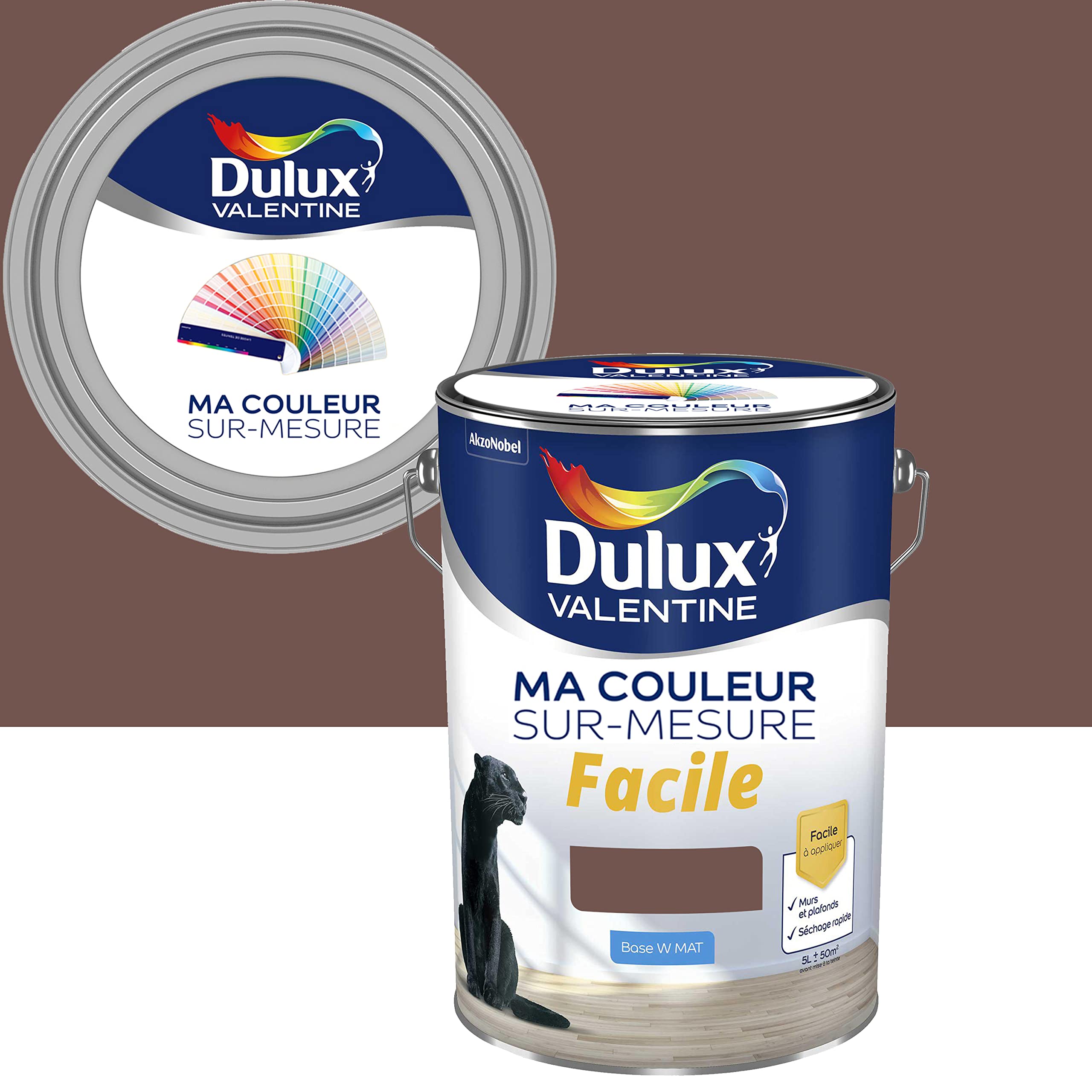 Ma Couleur Sur-mesure par Dulux Valentine – Peinture Intérieure Murs, Plafonds, Boiseries - Facile à appliquer - Mat Truffe Gourmande 5 L