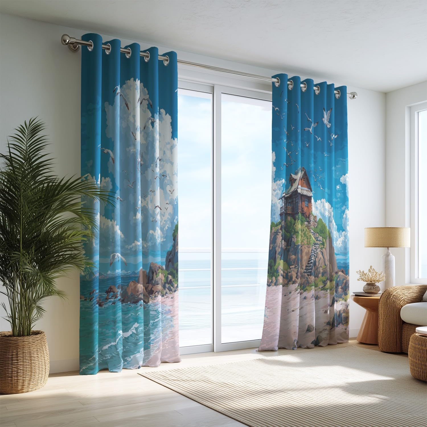 Genérico 168An x 228Al CM Cortinas para Juegos 2 Paneles, Cortinas de Ventana Multicolor Anime Fresco Playa Casapara niños Adolescentes, Cortinas de Tela para Sala de Estar y Dormitorio