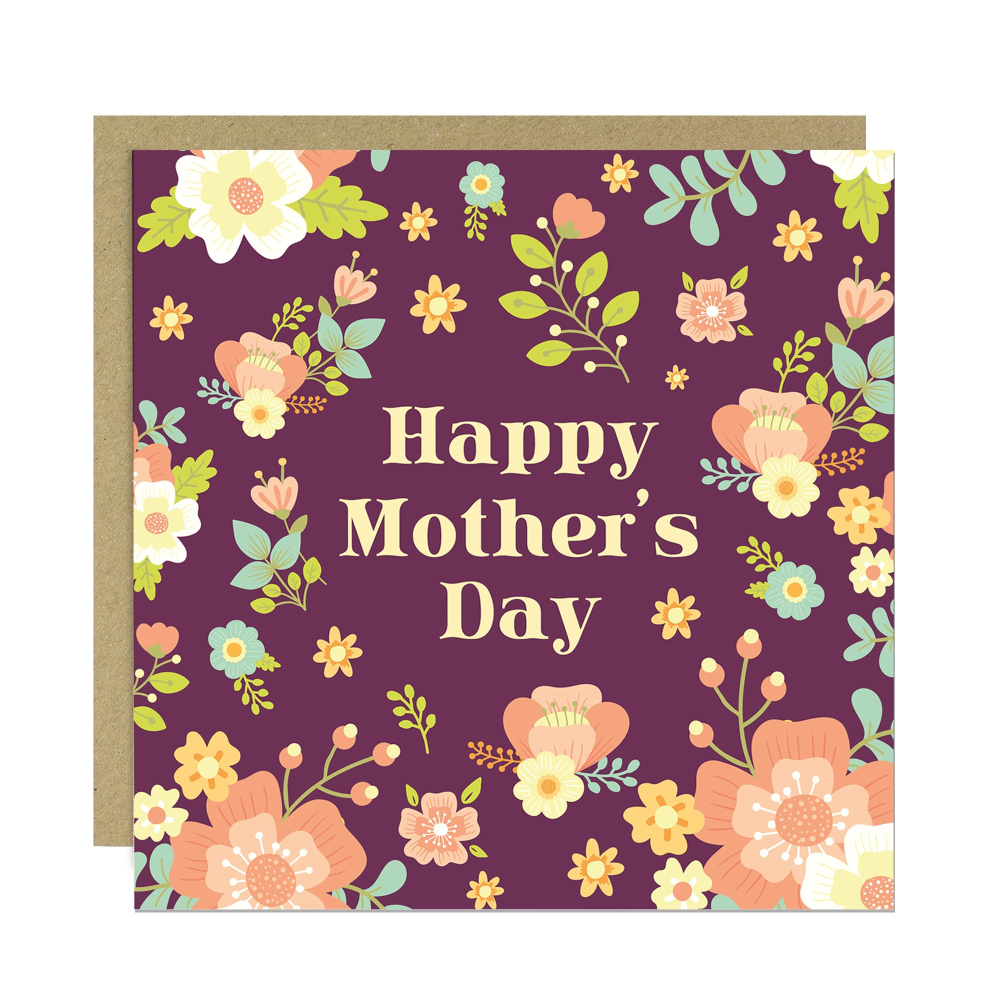 RED OCEAN Purple Mothers Day Card For Mum, Handmade Mothers Day Card, Ideal for Mum, Nanny, Nan Grandma, or Mother- in- Law, Floral, Her