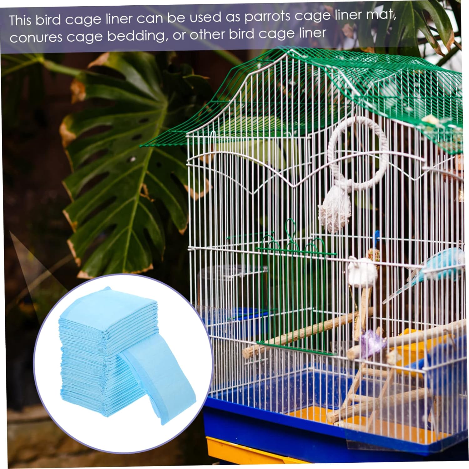 BESPORTBLE 100pcs Parakeet Cage Liners Non-Woven Fabric Bird Cage Bedding for Parrots Easy to Clean Safe Practical