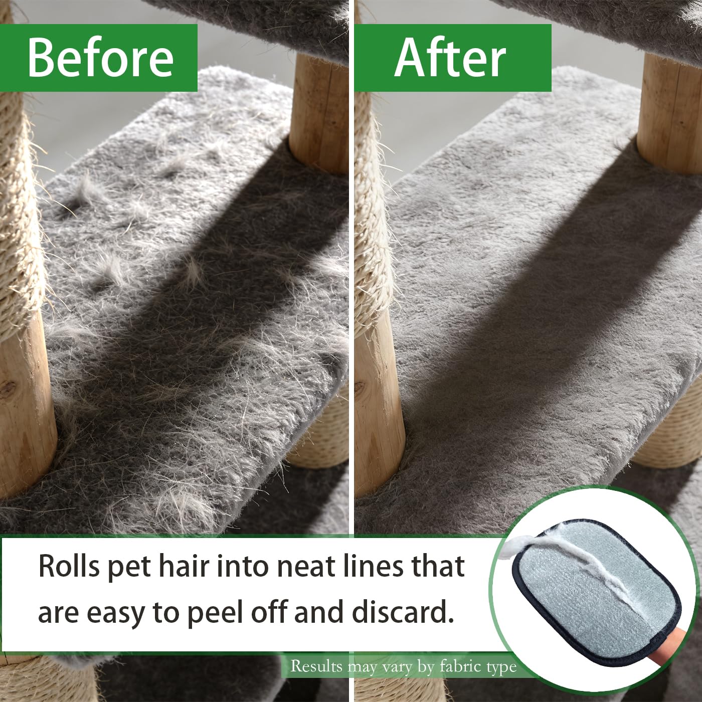 Pet Hair Remover Glove for Dogs & Cats, Thickened Electrostatic Pet Hair Removal Mitt for Couch, Bedding, Carpet & Car Interior, Reusable Furniture Pet Hair Removal Tool for Laundry - image 3