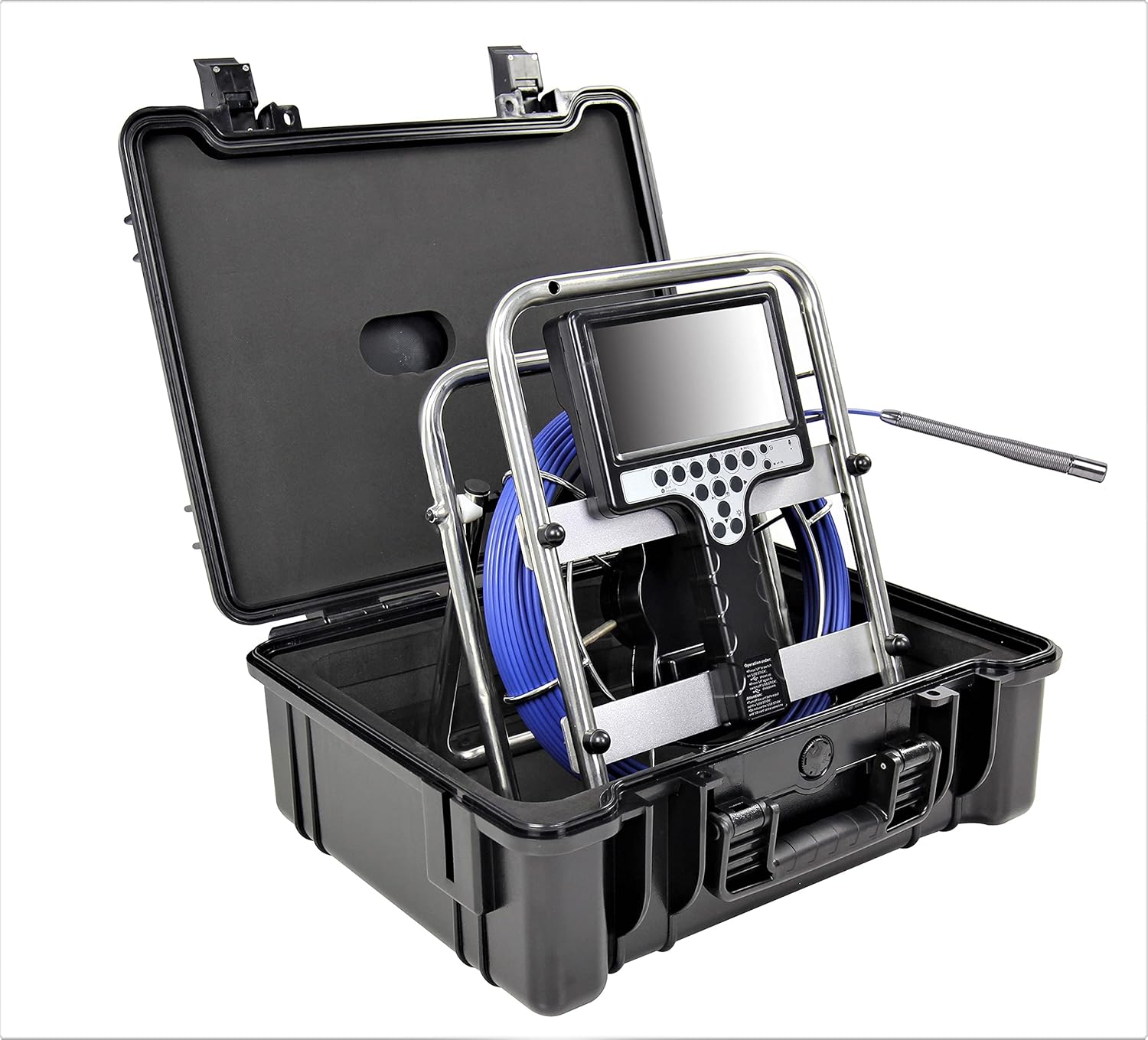 Vividia VS-22330plus Self-Leveling Built-in 512Hz Sonde All-in-One Pipe Sewer Drain Tube Video Inspection Camera with 7" Portable Screen 98ft (30m) Push-Rod Cable and 23mm (0.91") Waterproof Camera
