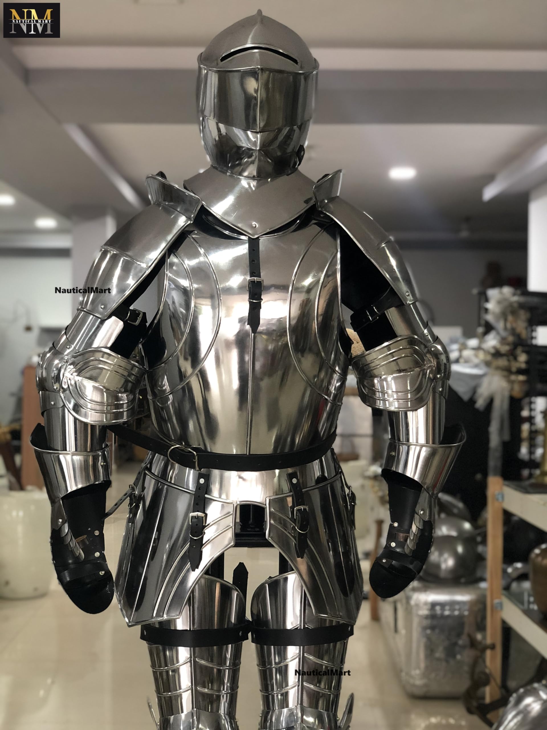 NauticalMart Knight Suit of Armor Battle Ready Combat Full Body Protection Medieval Times Plate Armour Complete Halloween Costume