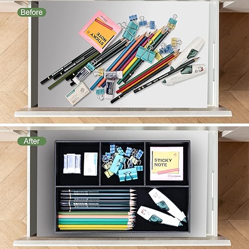 Miniatura 4 de GORESE Bandeja de valet de piel sintética para hombres, bandejas apilables para joyas, bandeja organizadora de cajón, organizador de mesitas de