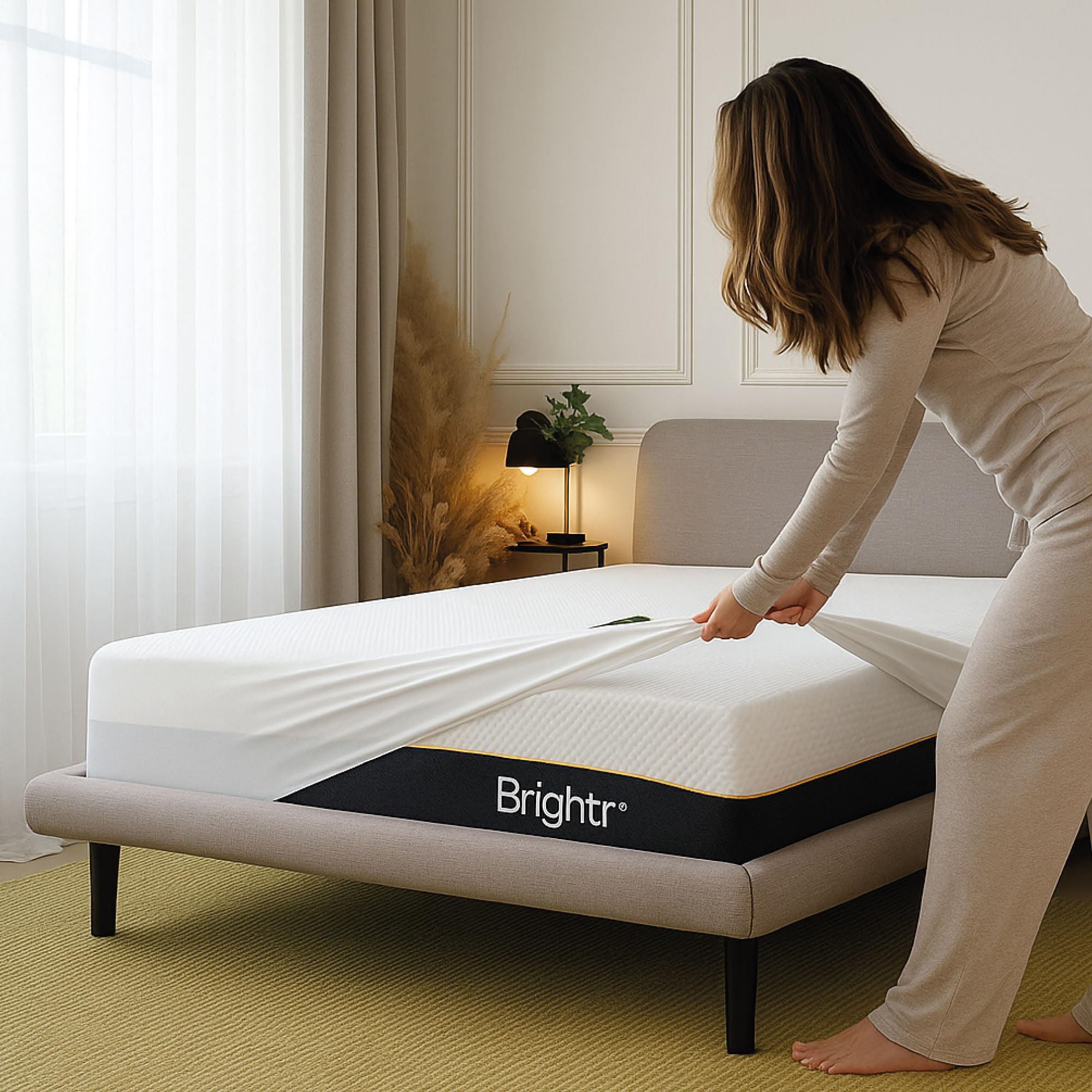 Brightr® Waterproof Mattress Protector | King 150x200cm | Breathable, Hypoallergenic Cover with Elastic Skirt | Soft & Noiseless Bed Protection – Fits Mattresses up to 35cm Deep