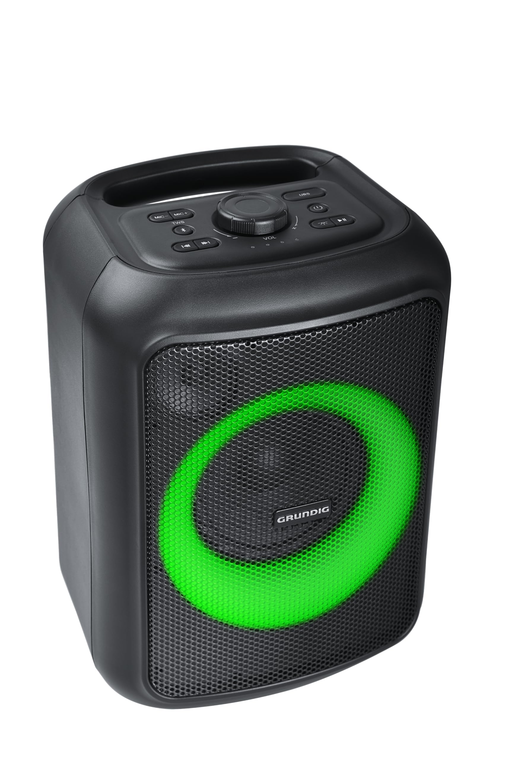 GRUNDIG Party Hit głośnik Bluetooth, Soundbox, 90 W, Bluetooth 5.0, zasięg do 10 m, efekty świetlne RGB, do 12 godzin baterii, funkcja powerbanku, wodoszczelność IPX4, czarny