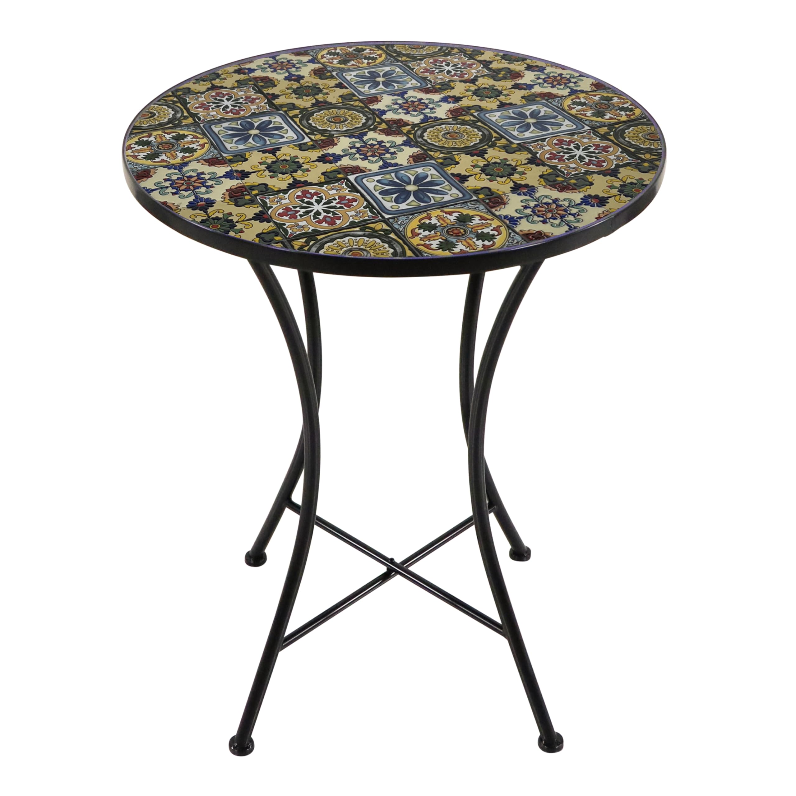 AXI Amélie Tavolino da bistrot, effetto mosaico, Yellow Breeze | Set da giardino in stile bistrot, tavolino a mosaico per giardino/balcone/terrazza | 60 x 60 x 75 cm