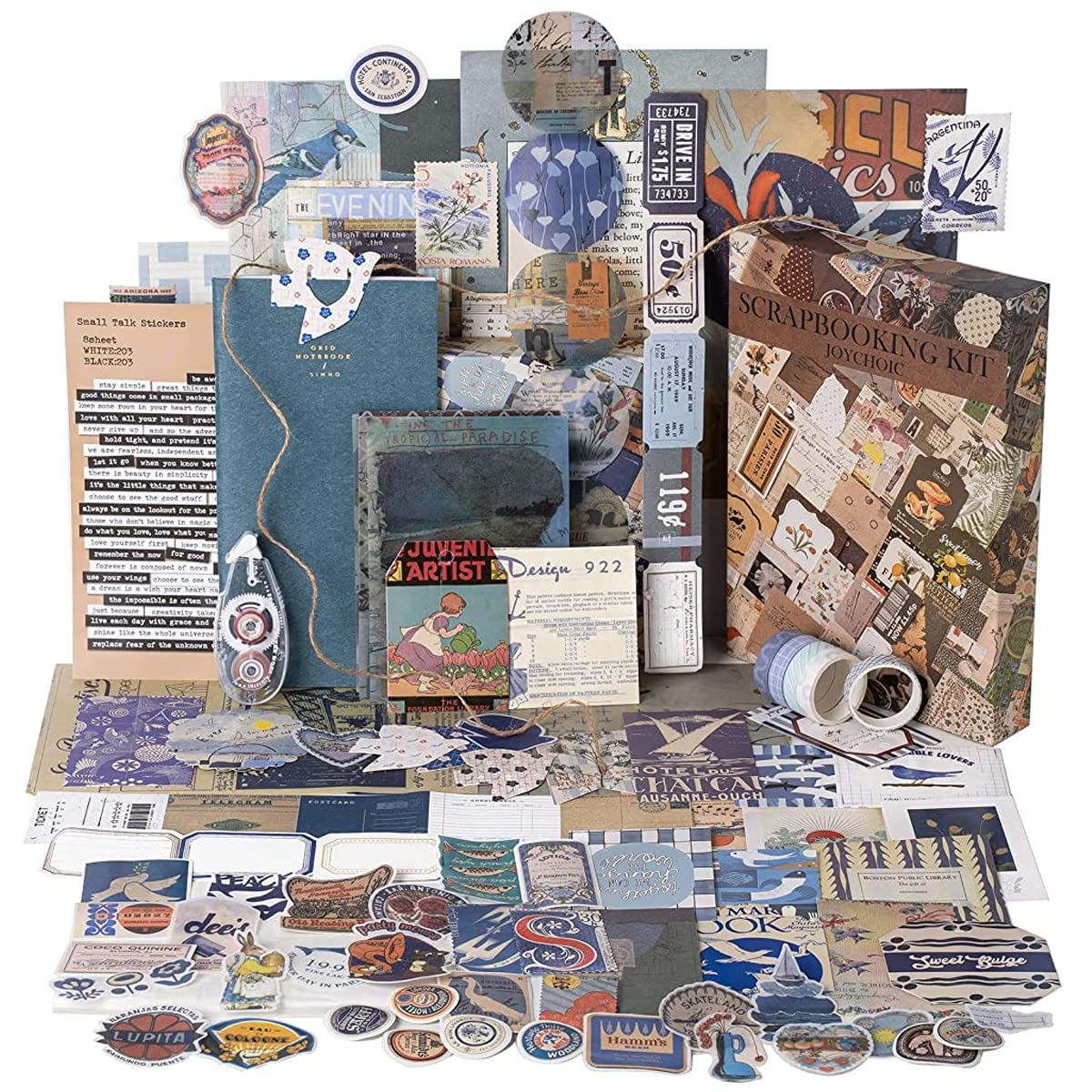 HASTHIP Paper Scrapbook Stickers Supplies Kit, Diy Scrapbook Kit For Journaling/Scrapbooking Retro Aesthetic Kit For Bullet Junk Journals, Notebook, Stickers Scrapbook Supplies, Blue (B0BTNDZM1R) Amazon Price History, Amazon Price Tracker