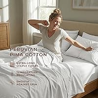 Vista 4 de Peru Pima - Juego de sábanas con regulación de temperatura, de 600 hilos, 100% algodón peruano Pima - Satén - Set de sábanas de cama.