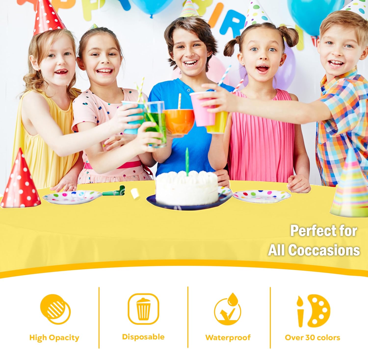 Exquisite Light Yellow Round Tablecloths Plastic Table Cloth Disposable 48 Pack 84" Inch Round Table Cloth Disposable Yellow Tablecloths Plastic Tablecloth Indoor/Outdoor Tablecloth Party Supplies