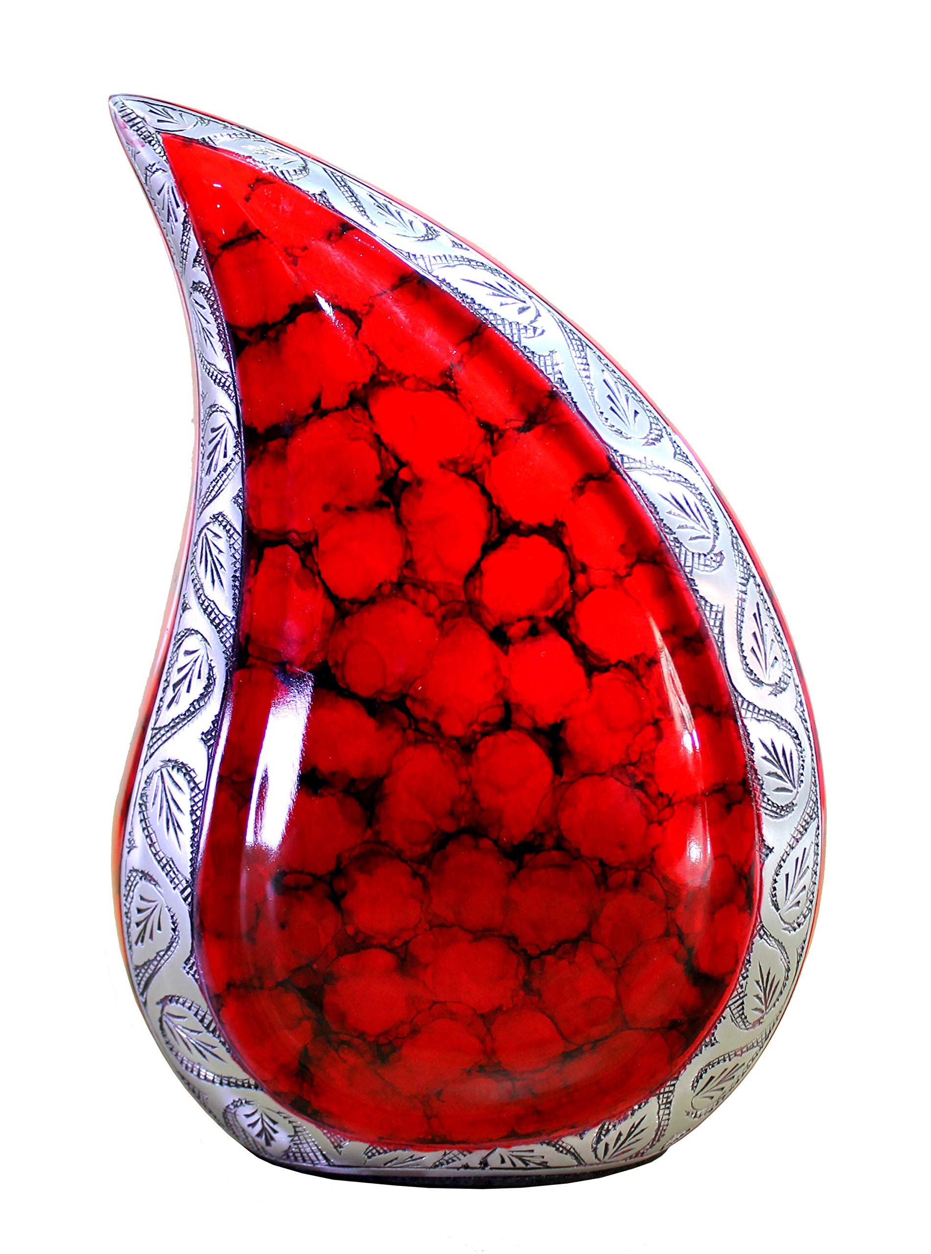 eSplanade Urna de cremación en Forma de lágrima, Recipiente conmemorativo, urna de cremación, urna de Metal, urna funeraria (Rojo Fuego)