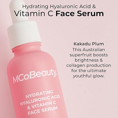 Miniatura 4 de MCoBeauty Suero hidratante de ácido hialurónico y vitamina C, aumenta la hidratación y el brillo, antienvejecimiento, vegano, cosméticos libres de
