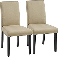Vista 1 de Yaheetech Juego de 2 Sillas de Comedor de Tela Tapizada Parson Sillas de Cocina con Asiento Acolchado y Patas de Madera Maciza para Caqui