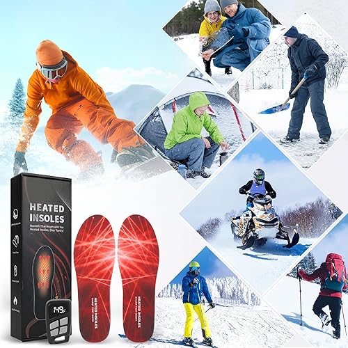 Miniatura 7 de Plantillas térmicas para hombres y mujeres, calentador eléctrico recargable de pies de 3500 mAh con control remoto, calentadores de pies de hasta 13
