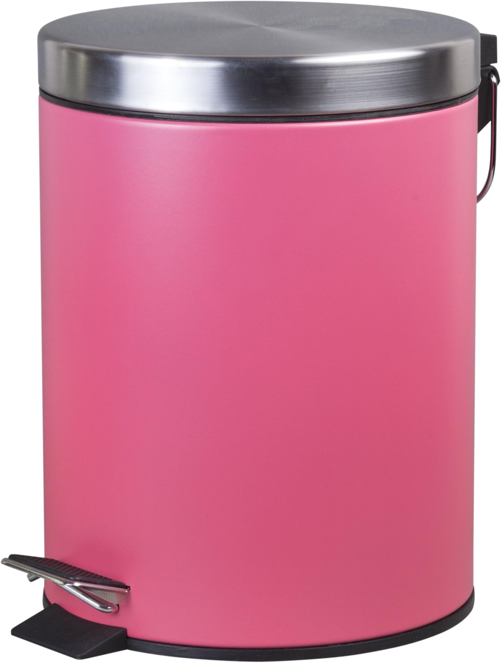 Creative Home Stainless Steel Round Step Trash Can Wastebasket Garbage Container Recycle Bin, 5 Liter/ 1.3 Gallon, Pink
