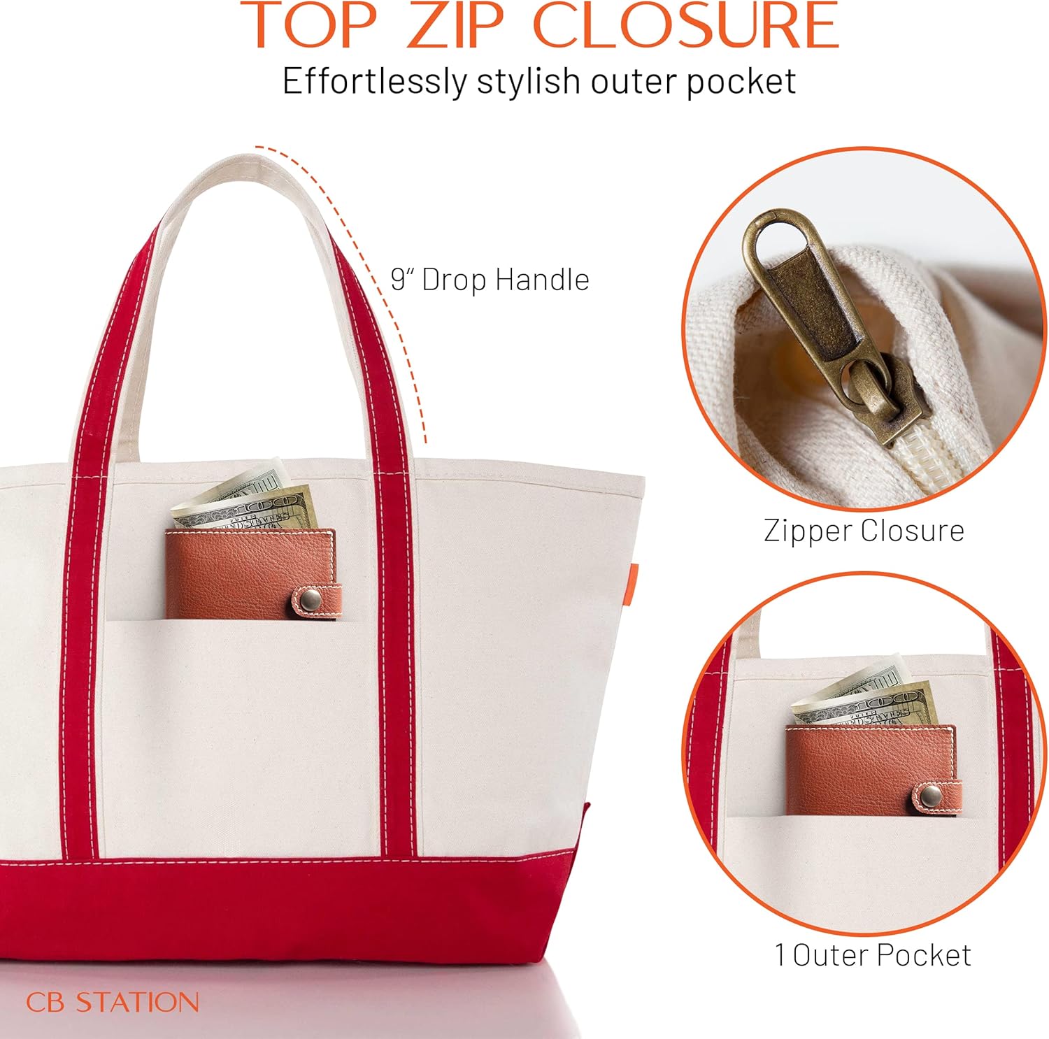 CB STATION Large Classic Tote - Canvas Tote Bag for Women - Multi-Colored Design, Perfect for Travel and Shopping - Image 4