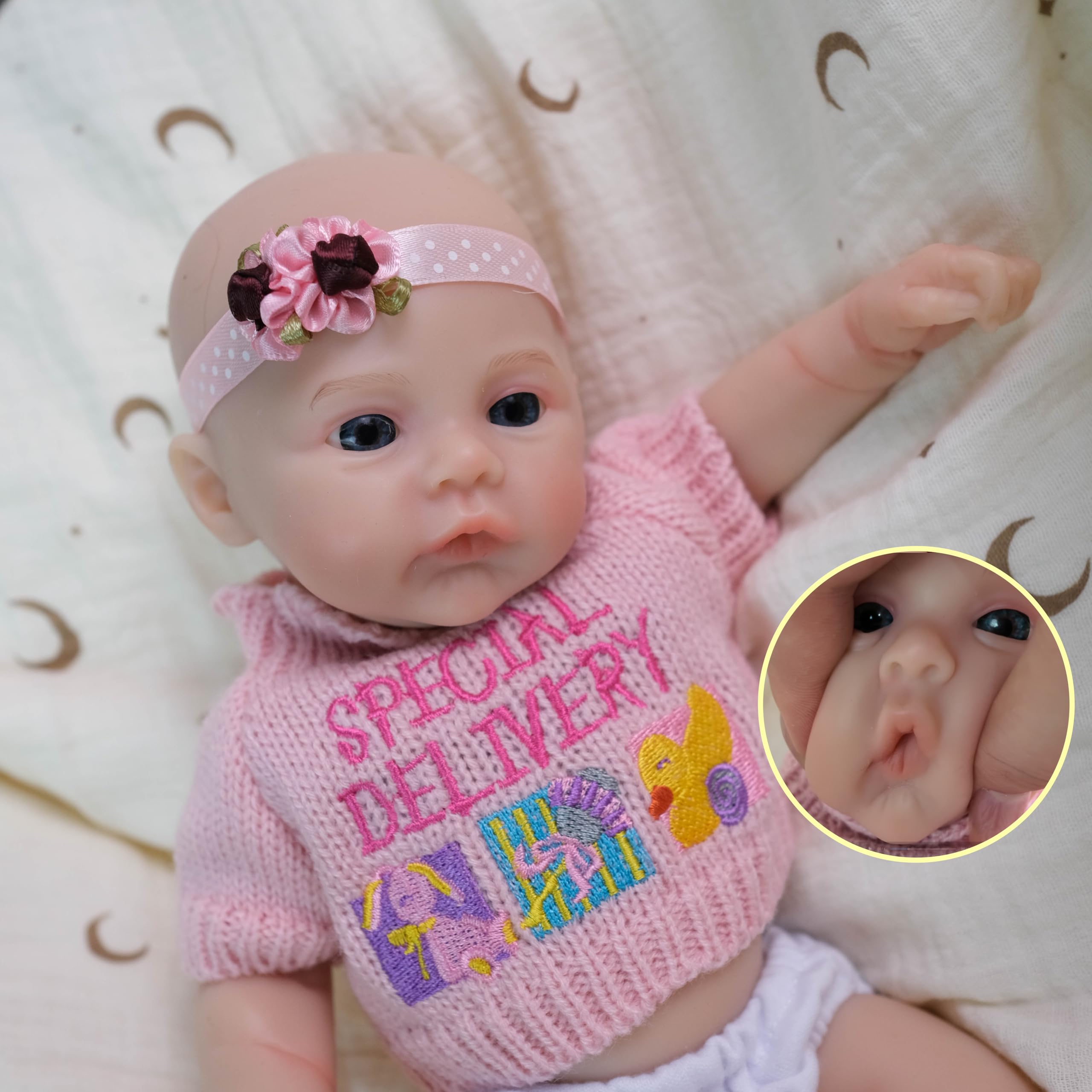 Pinky Reborn Muñeca Bebé Recién Nacido Silicona Completa 12 Pulgadas Hecha A Mano Pintada con Ropa Y Biberones Juego para Niños Y Niñas