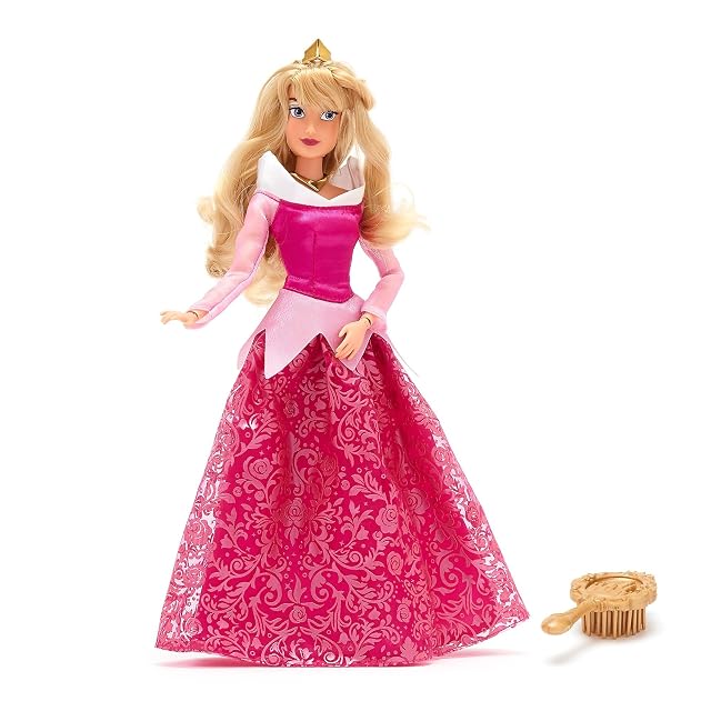 Disney Store Official, La Bella Durmiente, Aurora, muñeca clásica, 29 cm, muñeca de Princesa Disney Totalmente posable con un Elegante Vestido Rosa, Incluye Cepillo de Juguete, para Mayores de 3 años