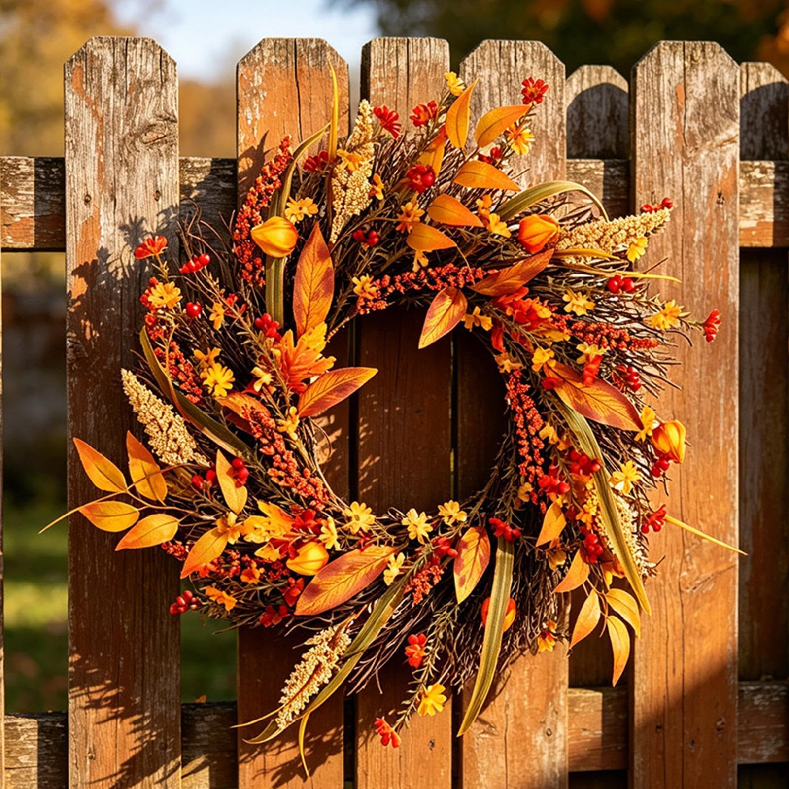 Herbstkränze 50 cm Erntedank-Bauernhaus-Türkranz für die Haustür