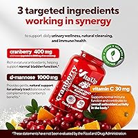 Vista 4 de D-manosa con arándano y vitamina C - Cápsulas de D-manosa 1000 mg fabricadas en EE. UU. - Pastillas de arándano para el tracto urinario y la vejiga