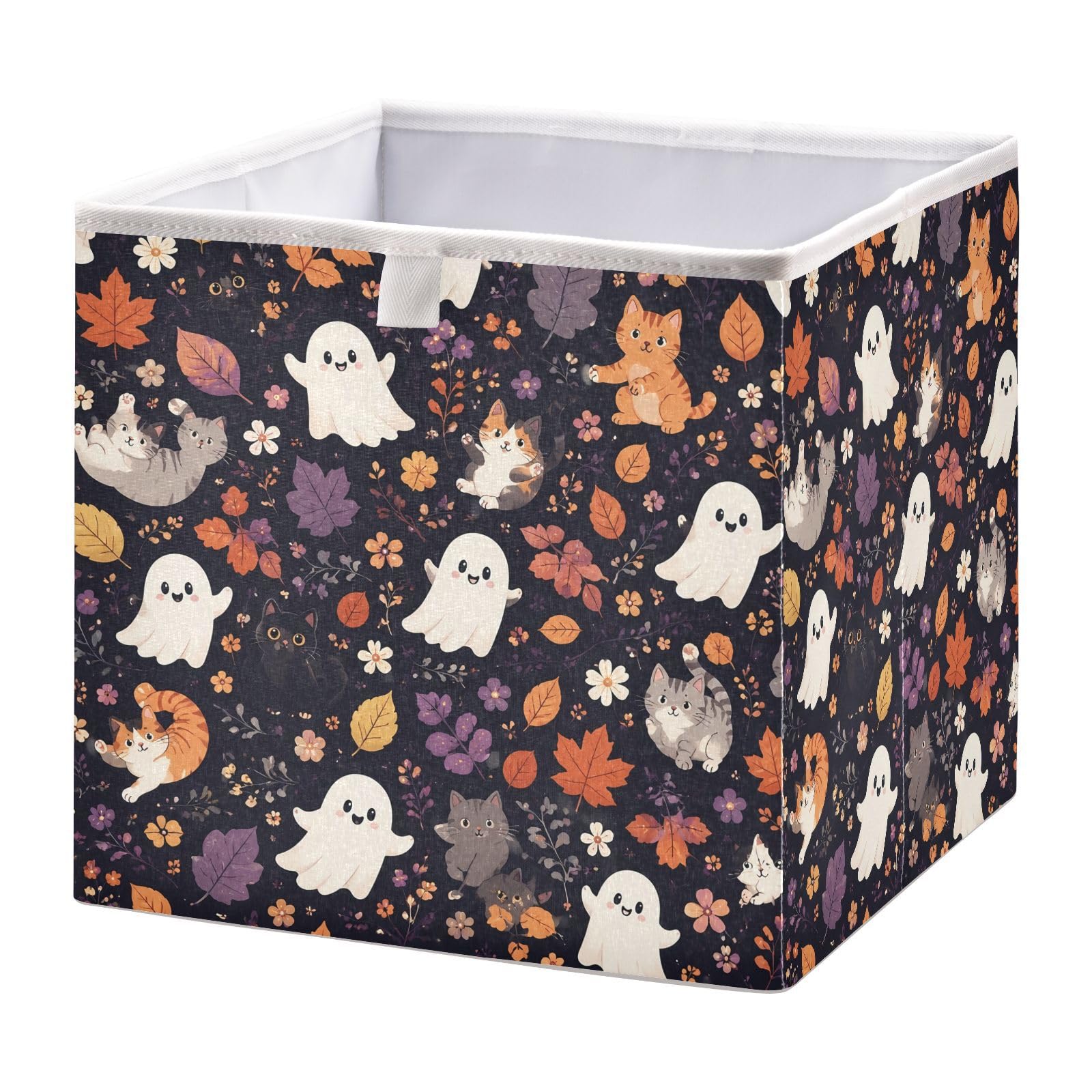 Ewusp Halloween Boo Cube Storage Boxes 28x28 cm Foldable Closet Organiser Bin Holiday Basket Baby Basket for Nursery Bedroom Office