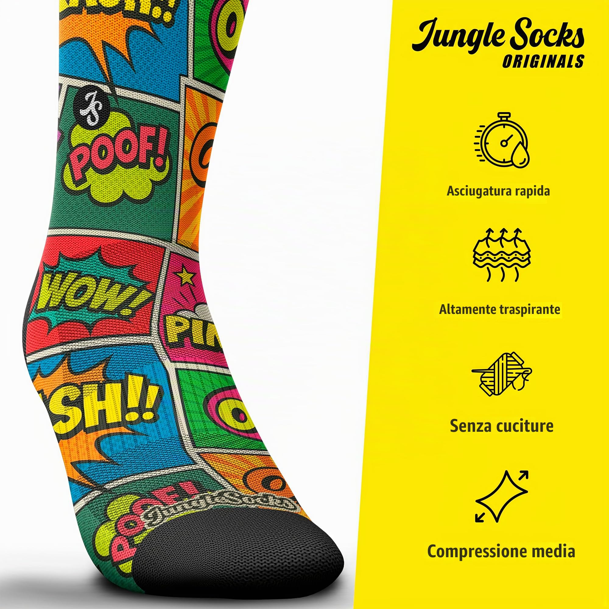 Jungle Socks Confezione da 3 divertenti calze sportive per Crossfit, Palestra, Ciclismo, Corsa, Padel, Sollevamento Pesi, Trekking. Comodo, resistente e senza cuciture. Progettato in Europa.