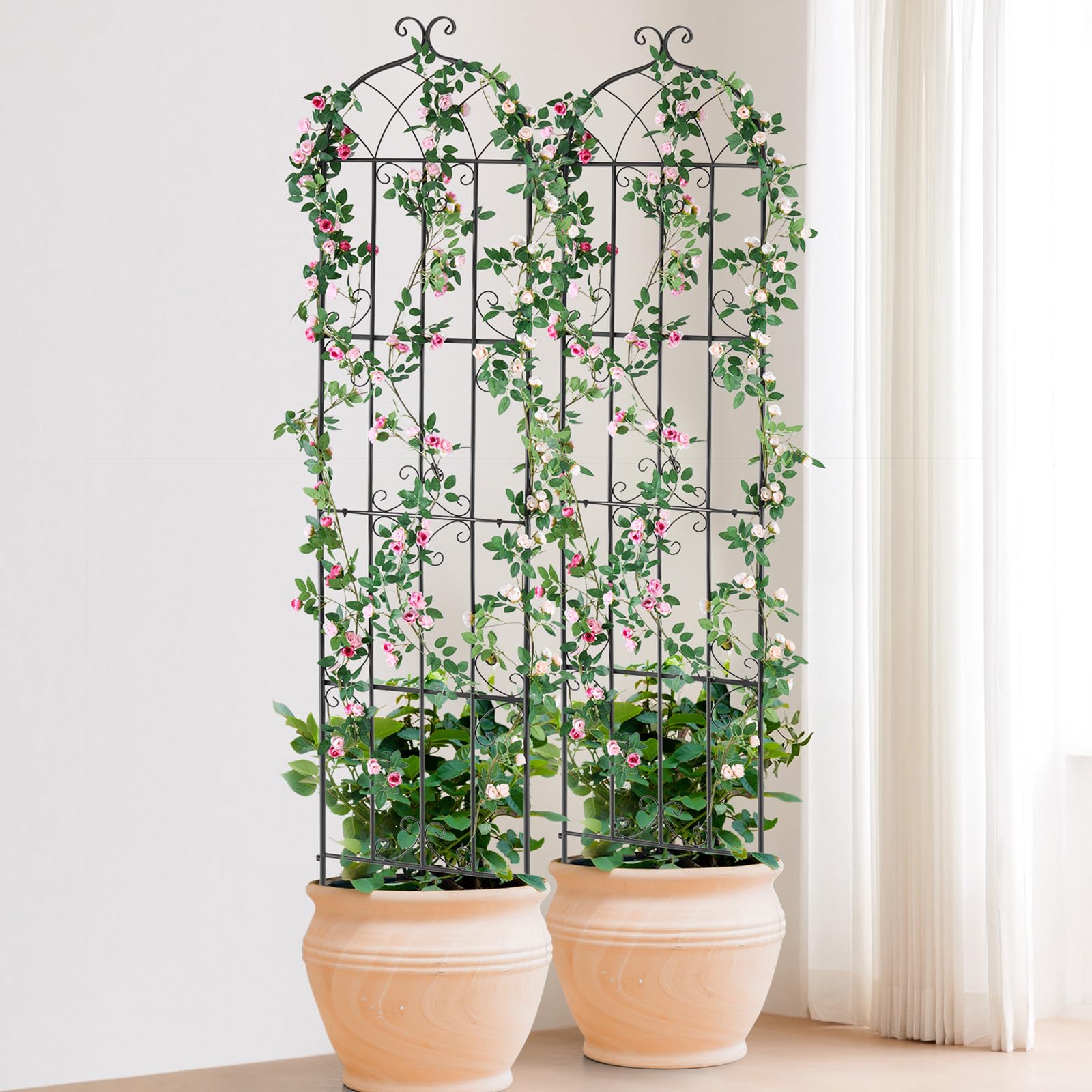 VEVOR Enrejado de Metal para Plantas Trepadoras 51 x 220 cm Soporte para Rosas Trepadoras 4 Piezas Arco para Enredaderas Soporte para Pepinos Decorativo para Clemátides para Patio, Césped, Jardín