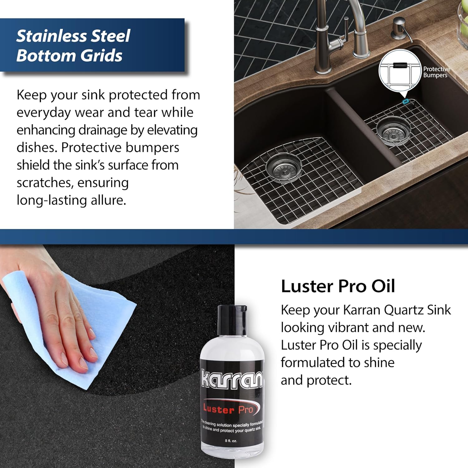 Karran QU-610 Undermount Quartz Composite 32 in. 60/40 Double Bowl Kitchen Sink Kit in Brown