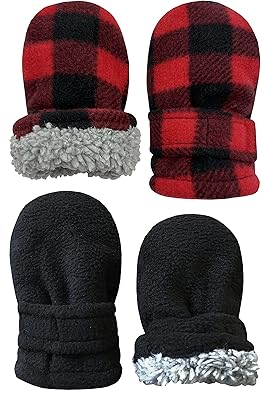 N'Ice Caps Baby Toddler Mittens Kids 2 Pairs Fleece Gloves Winter Warm Sherpa Lined