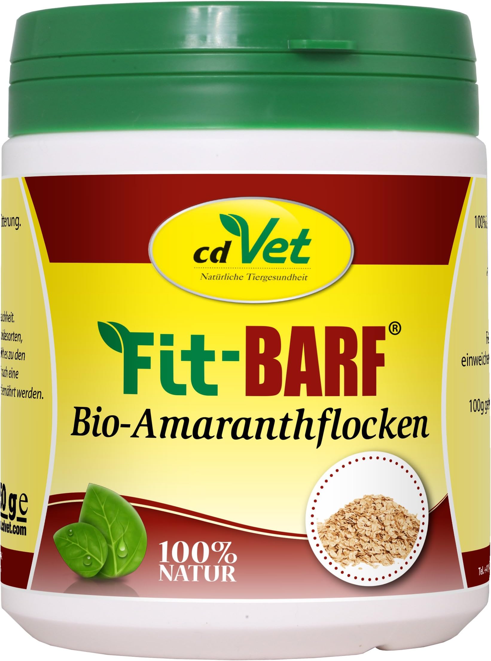 cdVet Naturprodukte Fit-BARF Bio-Amaranth flakes 400 g - Dog - grain-free - easily digestible - 100% bio amaranth flakes - as an addition to fresh or canned meat - raw feeding - BARF -