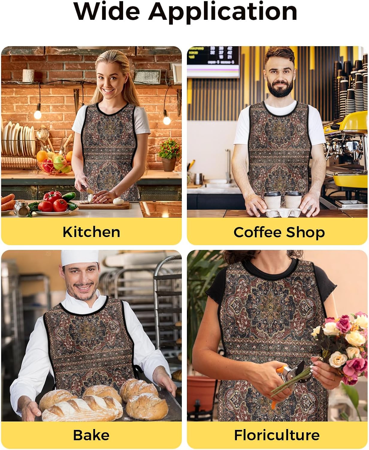 Double Love Elegant Purple Cobbler Aprons with 2 Pockets Bib for Chef Kitchen Fall Aesthetic Wildflower Leaves