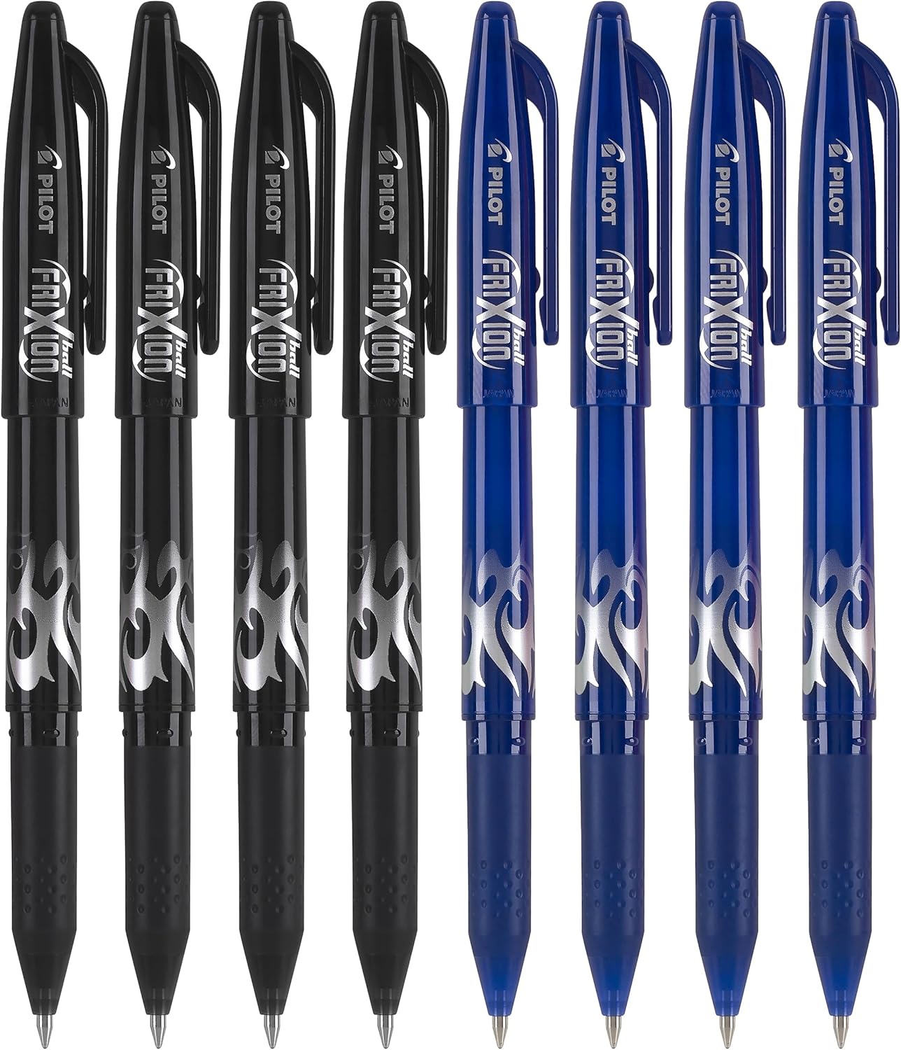 PILOT FriXion Ball Erasable & Refillable Gel Ink Stick Pens, Fine Point, Black & Blue Ink, 8-Pack