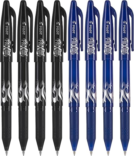 PILOT FriXion Ball - Bolígrafos de tinta de gel borrables y recargables, punta fina, tinta negra y azul, paquete de 8