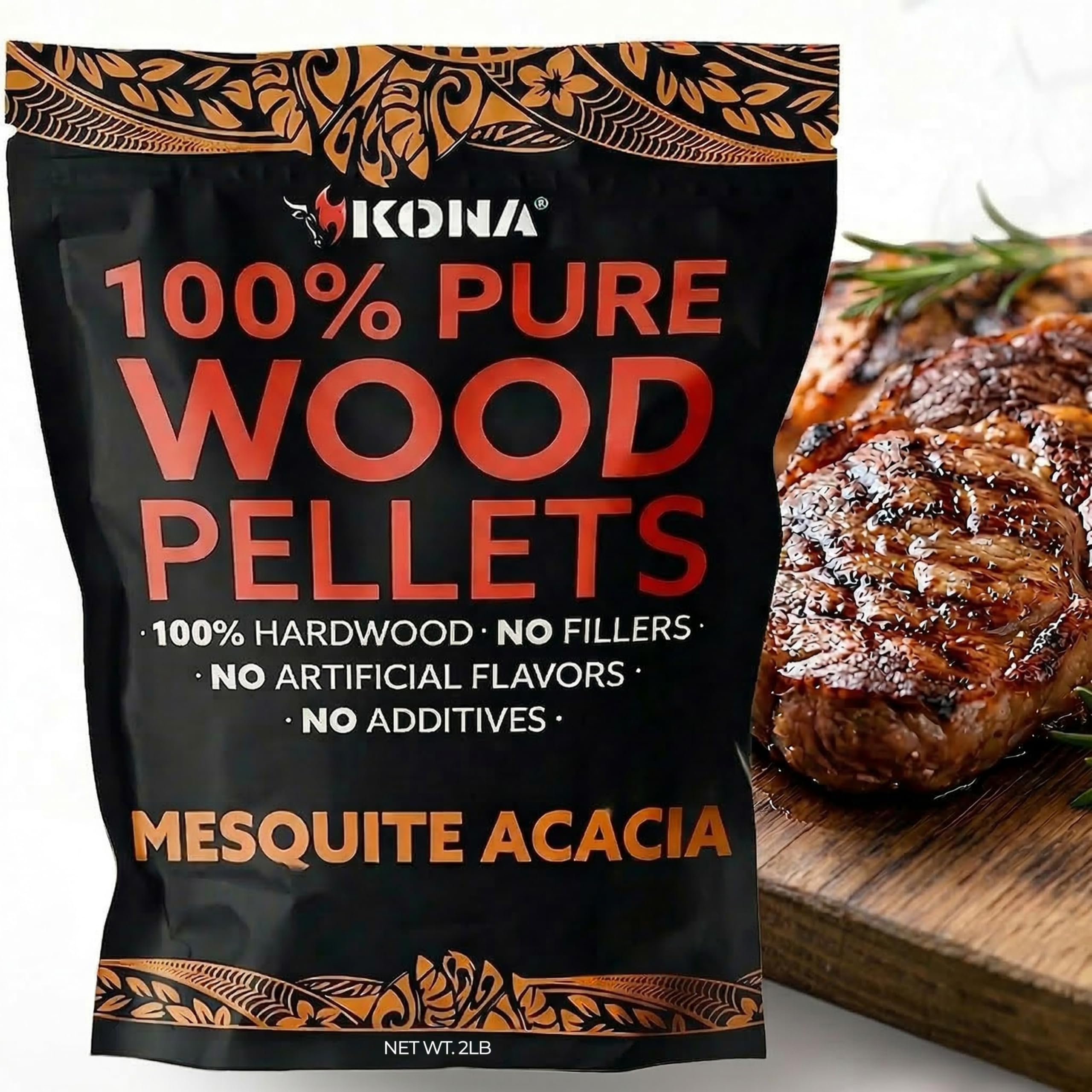 Kona Brown 100% Mesquite Smoker Pellets, Intended For Ninja Woodfire Outdoor Grill, 2 Lb Resealable Bag