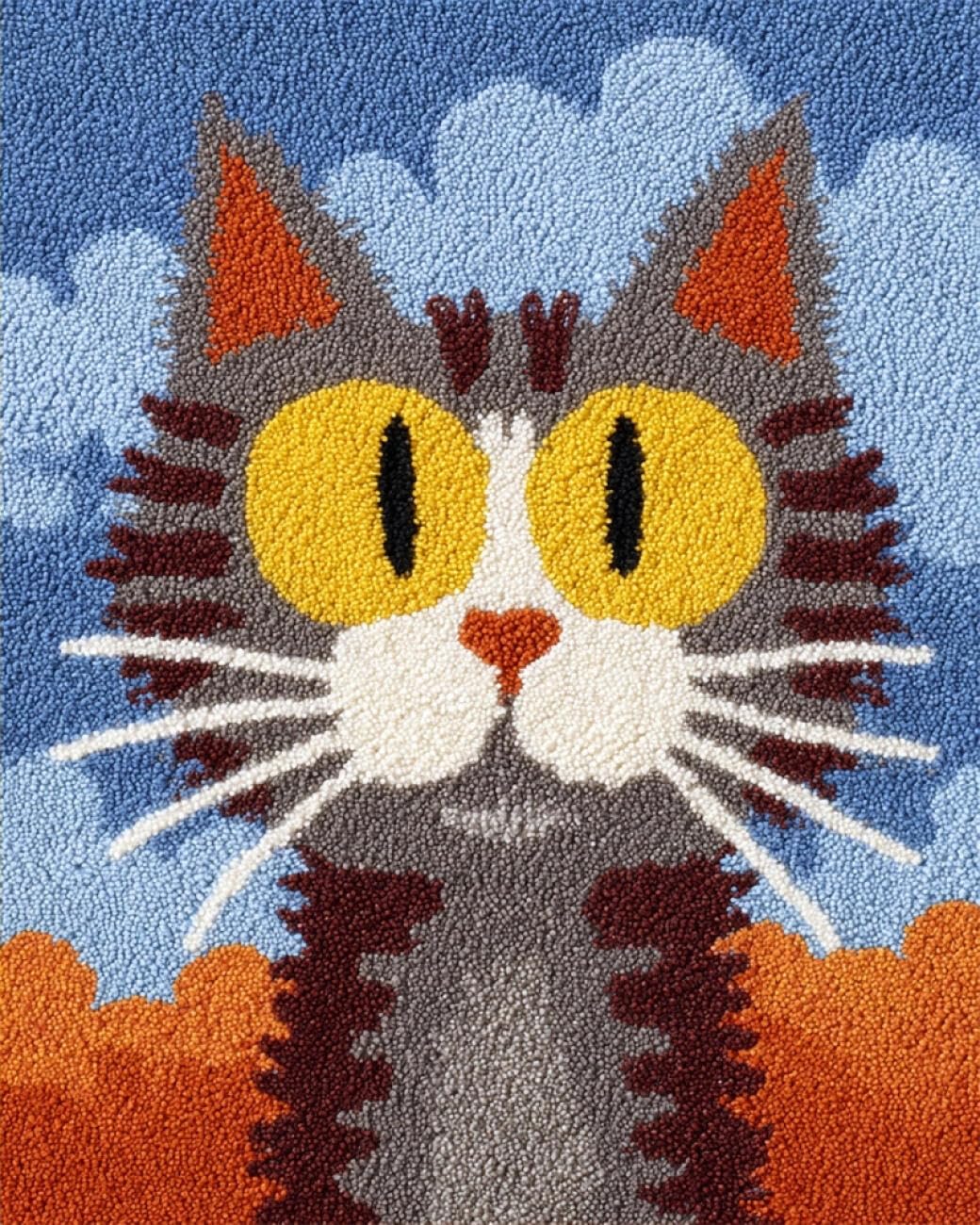 AMBATTERY Carpet Latch Hook Kit Cartoon Cat 60x40cm