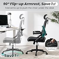 Vista 9 de Fizzin Silla de Oficina Ergonómica, Sillas de Computadora de 400 LBS con Soporte Lumbar Ajustable, Silla de Escritorio de Malla Transpirable Rosado