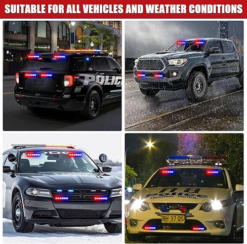 Miniatura 6 de 2 luces estroboscópicas de emergencia de 6.1 pulgadas, luces de policía rojas y azules, 12 luces LED de advertencia de peligro intermitentes de