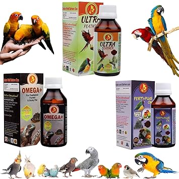 Pet Care International (PCI) Combo Omega+, UltraFeather, FertiPlus || Provide Essential Fatty Acids & Vitamins for Healthy Bird Healthcare || 30ml