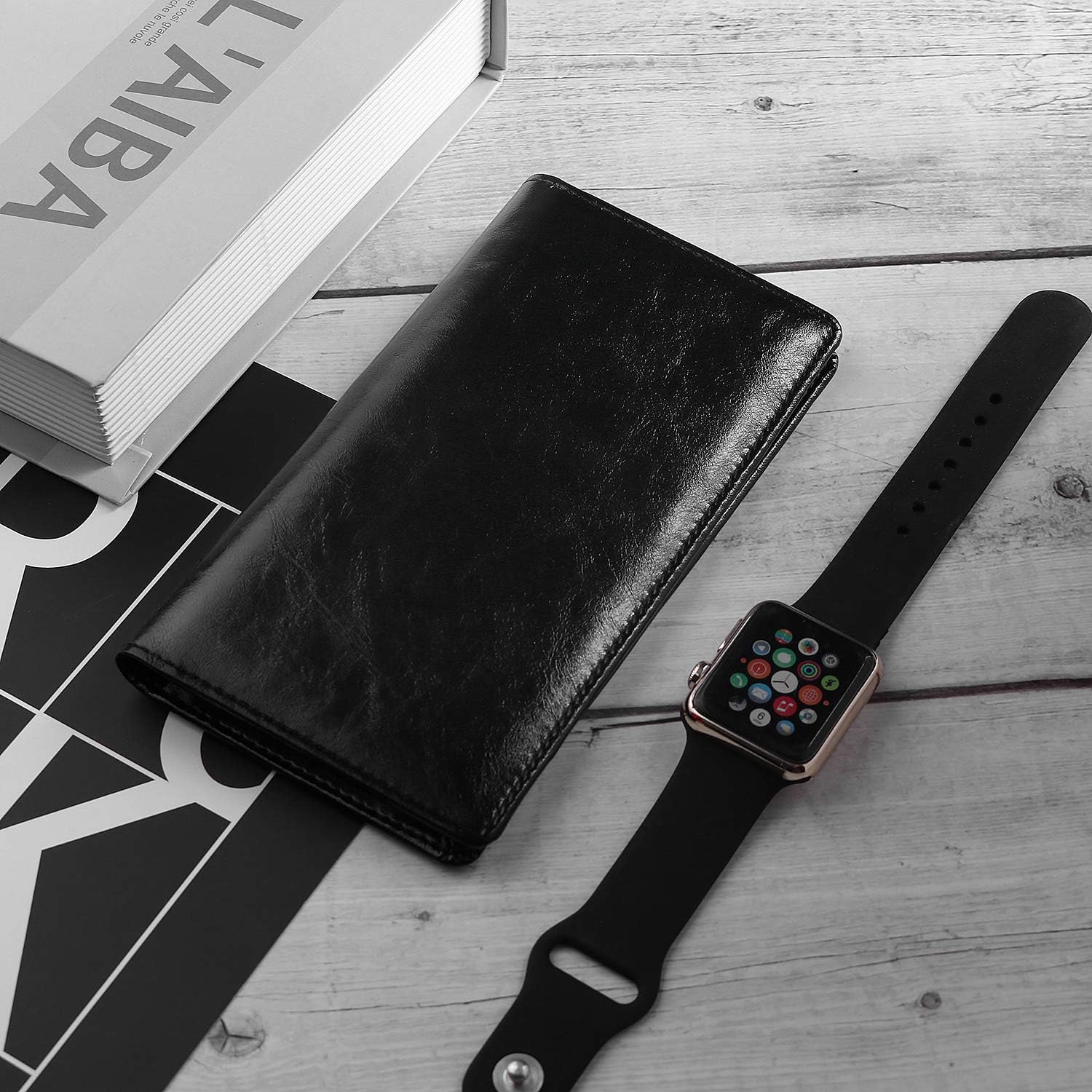 Leather Checkbook Cover for Men Women RFID Blocking by GNEGNI