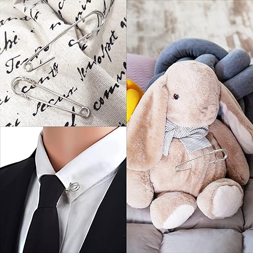 Miniatura 7 de WISYOK 48 pasadores de seguridad resistentes de varios tamaños de 2, 2.8, 3 pulgadas, pasadores de seguridad grandes, paquete de 48 pines fuertes y