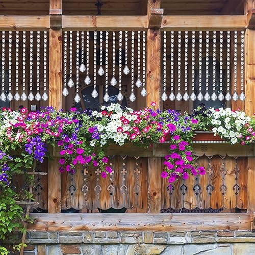 Miniatura 4 de Jishi Guirnalda de cristal de 33 pies, cadena de cuentas con colgante de prisma de hoja de arce de cristal, cristales colgantes para decoración de