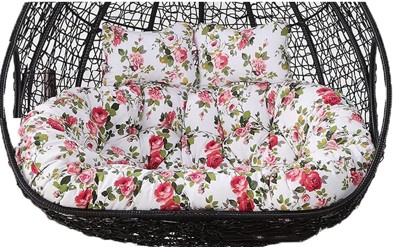 Cojín de mimbre para columpio de mimbre impermeable para colgar en forma de huevo de huevo, funda de hamaca de repuesto para exteriores, estampado de flores, lavable y desmontable, se adapta a sillas