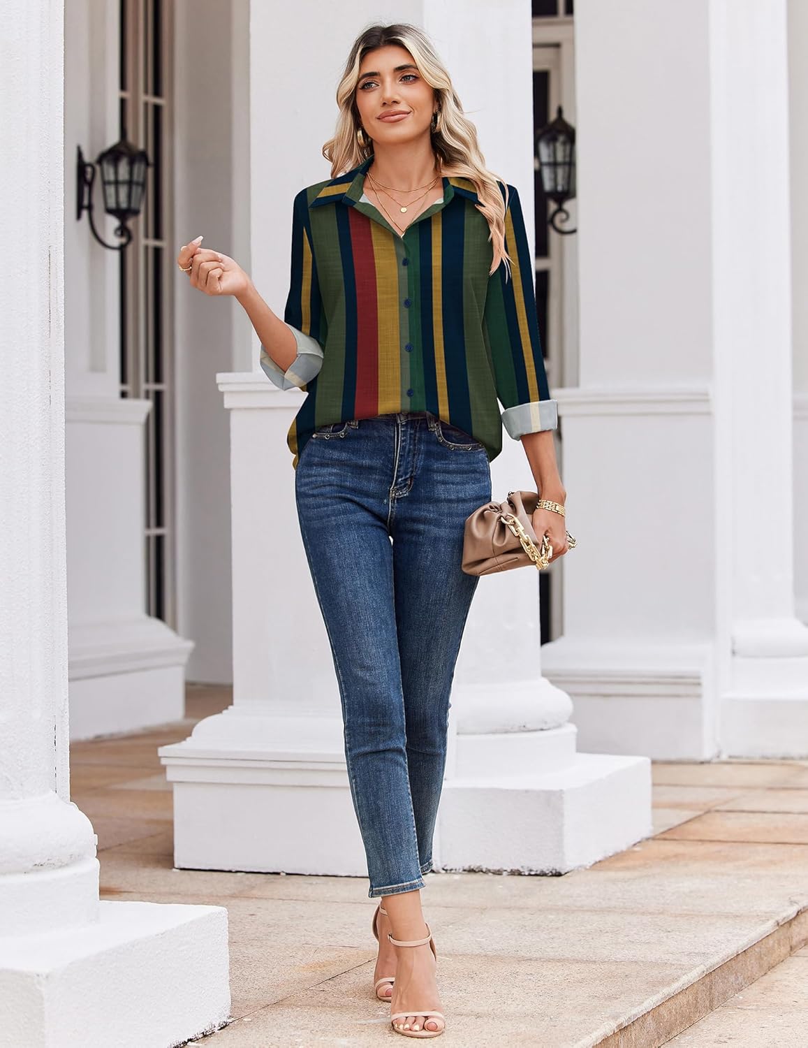 Zeagoo Blouse for Women Dressy Long Sleeve Button Down Shirts Business Casual Outfit Lightweight Solid/Printed Tops - Image 6