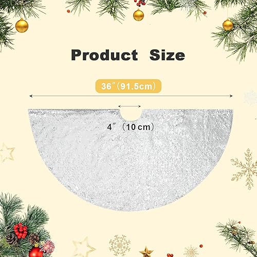 Miniatura 5 de PartyDelight Falda de árbol de Navidad con lentejuelas de 50 pulgadas, color dorado