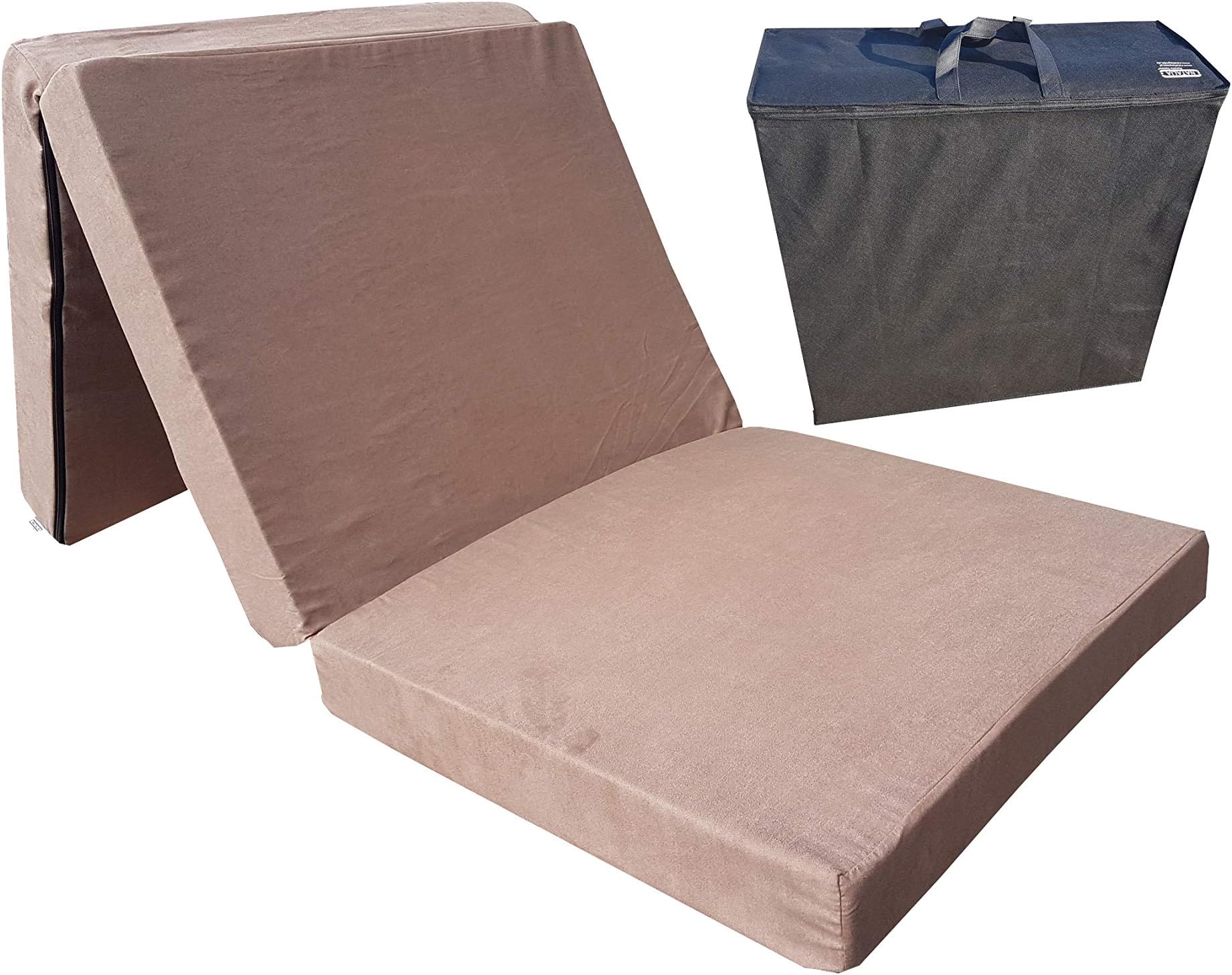 Natalia Spzoo Fold Out Guest Chair Z Bed Futon Folding Mattress 180x80x10 cm with cover bag (Brown)