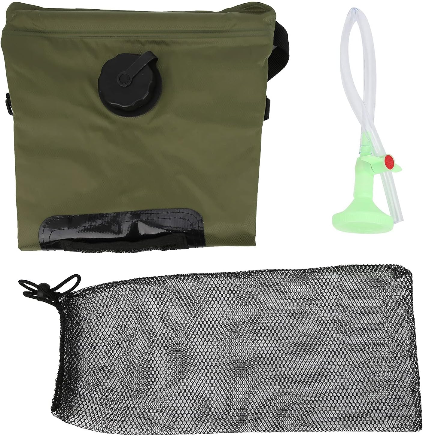 Portable Solar Heated Shower Bag for Camping and Hiking, PVC Material, 20L Capacity, with Thermometer and Shower Nozzle, Foldable and Easy to Carry