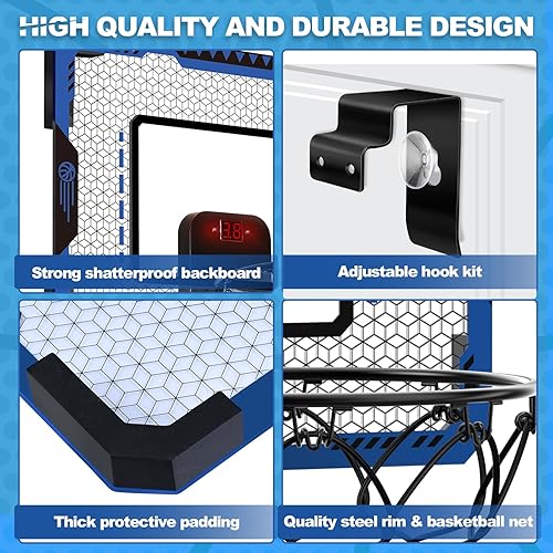 Miniatura 2 de Aro de baloncesto para interiores para niños de 5, 6, 7, 8, 9 y 10 años, mini aro de baloncesto con marcador electrónico sobre la puerta, regalo de