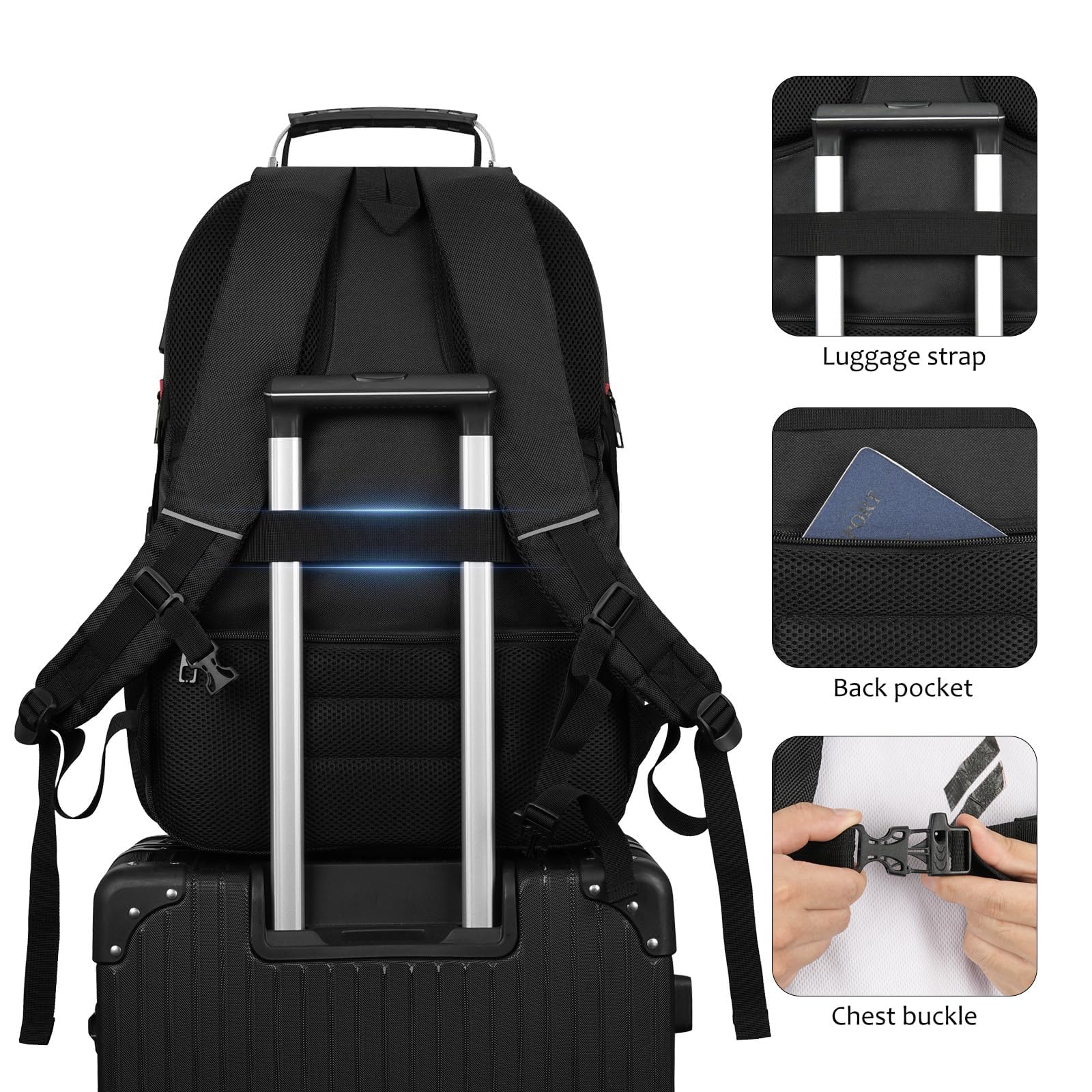 YAMTION Zaino da uomo per computer portatile da 18,4 pollici con scomparto per scarpe per palestra e campeggio, grande borsa da viaggio, zaino scolastico per ragazzi e università